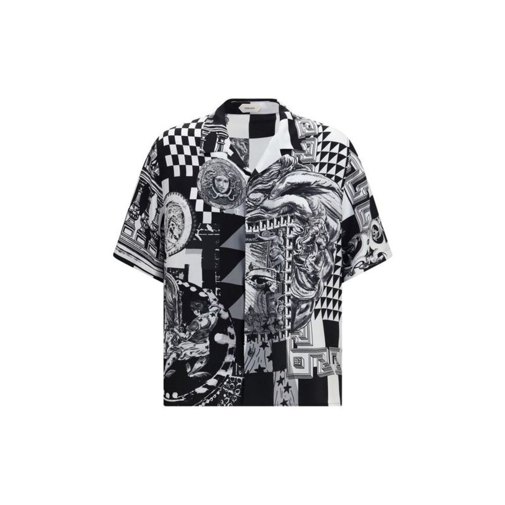 Versace Black Silk Shortsleeve Men's Shirt
